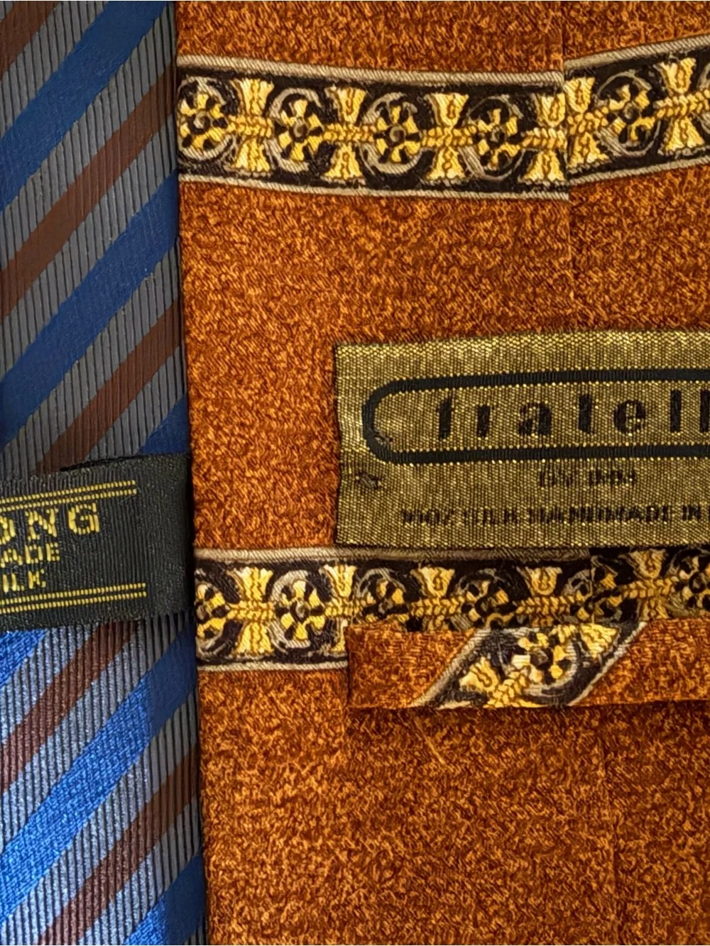 Bundle of 7 Premium Silk Neckties Brooks Brothers, Charleston Tie Rack, Fratelli